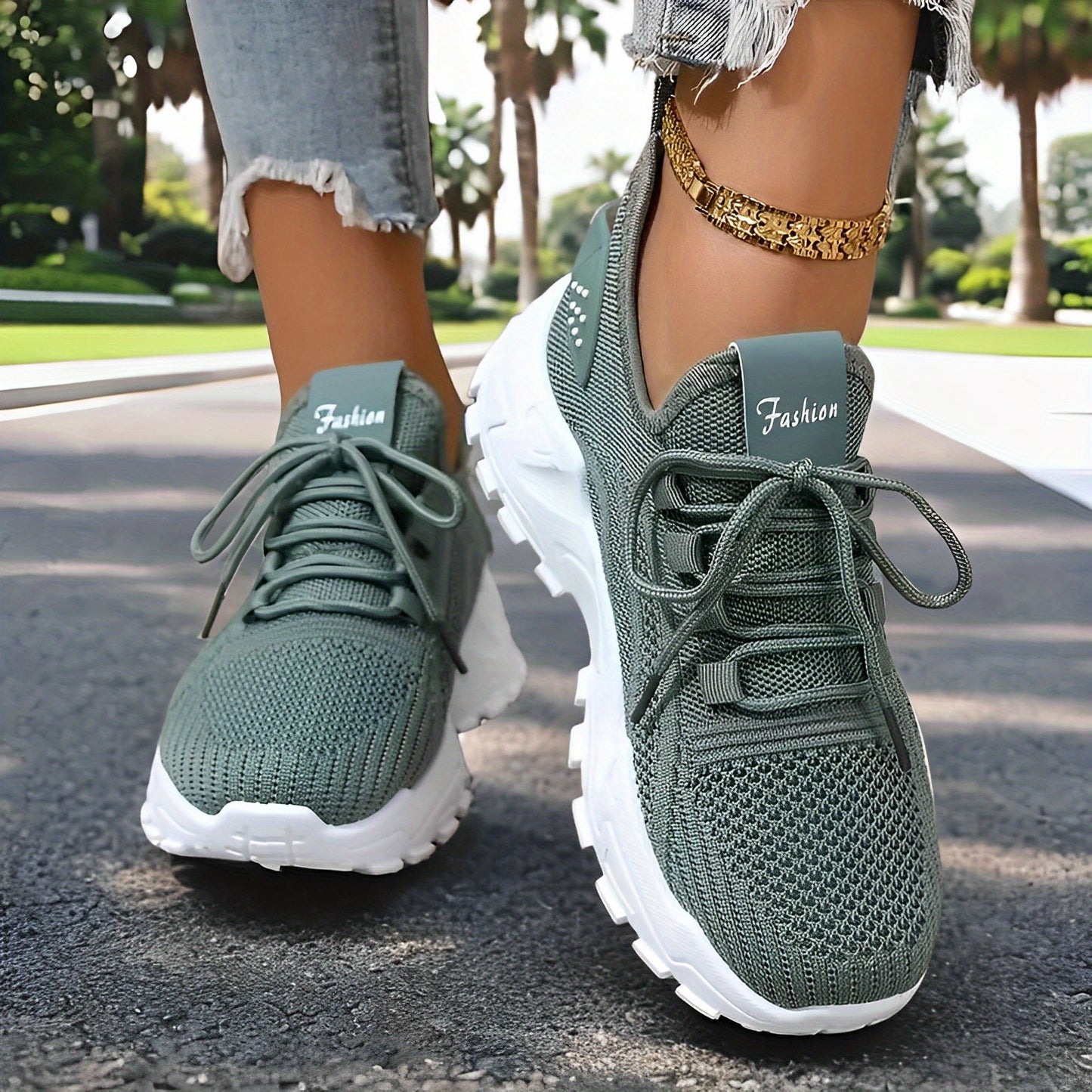 Women'S Lightweight Athletic Shoes - Breathable Knit Running Sneakers, Soft Sole Low-Cut Design for All Seasons