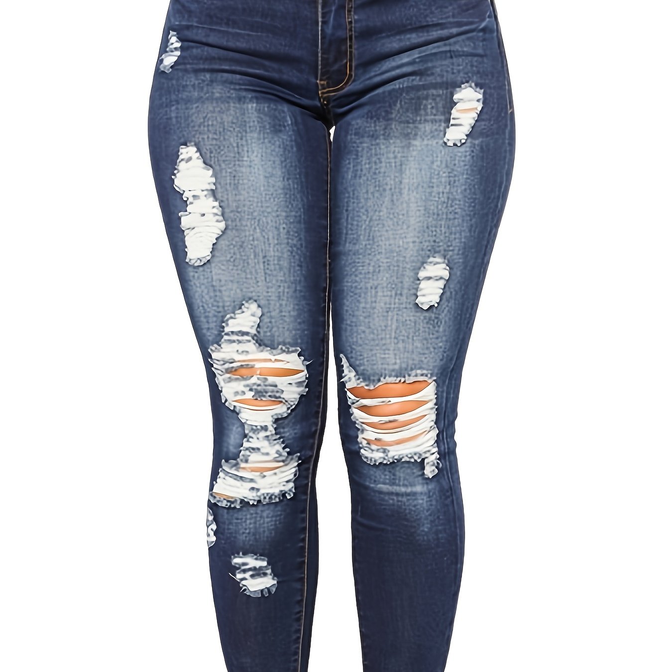 Women'S Casual Stretch Slim Broken Holes Small Feet Sports Jeans Women