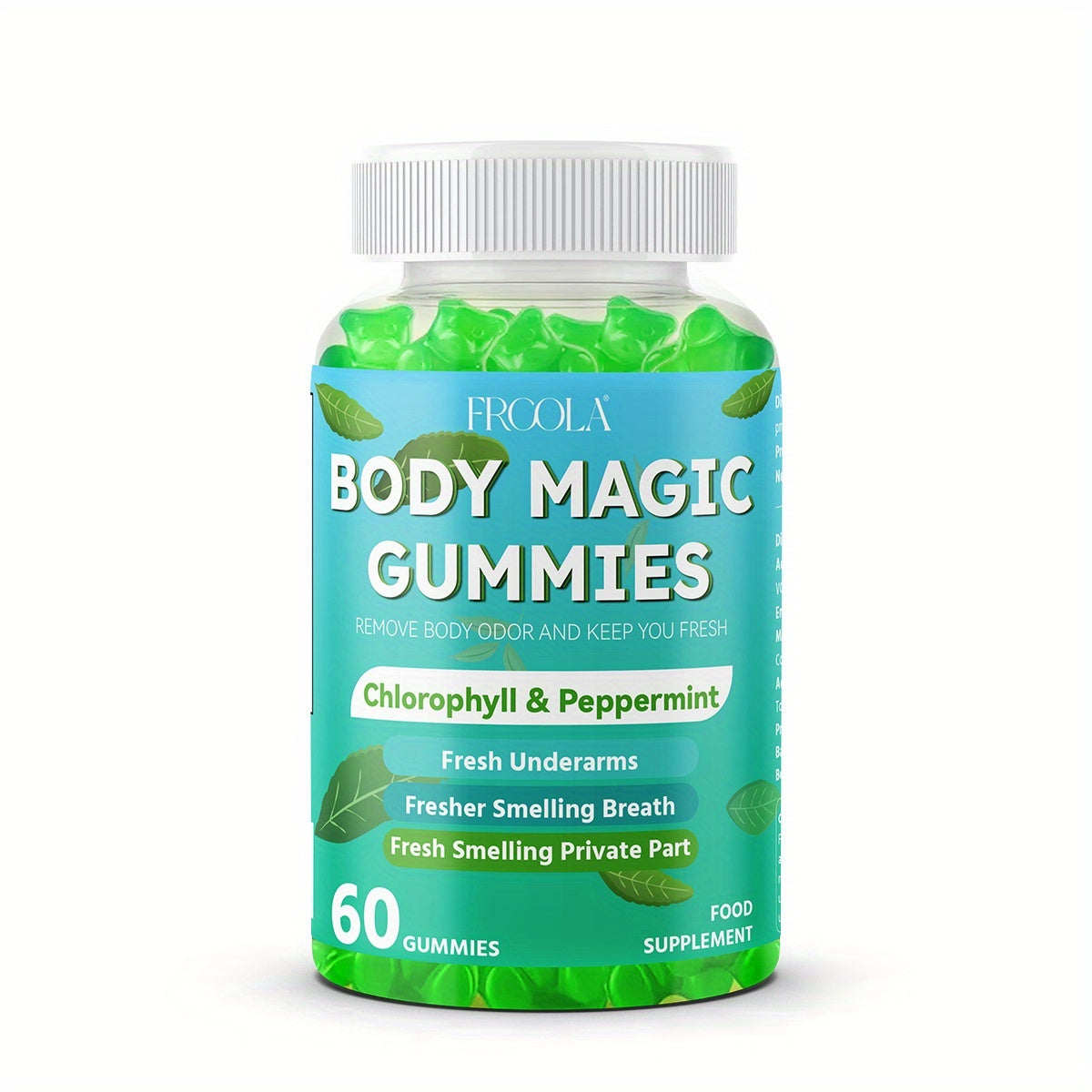 Natural Chlorophyll Gummies - Chlorophyll Daily 60 Gummies, Freshens Breath, Natural Body Deodorizing Supplement, Chlorophyll Herbal Gummies For Women And Men
