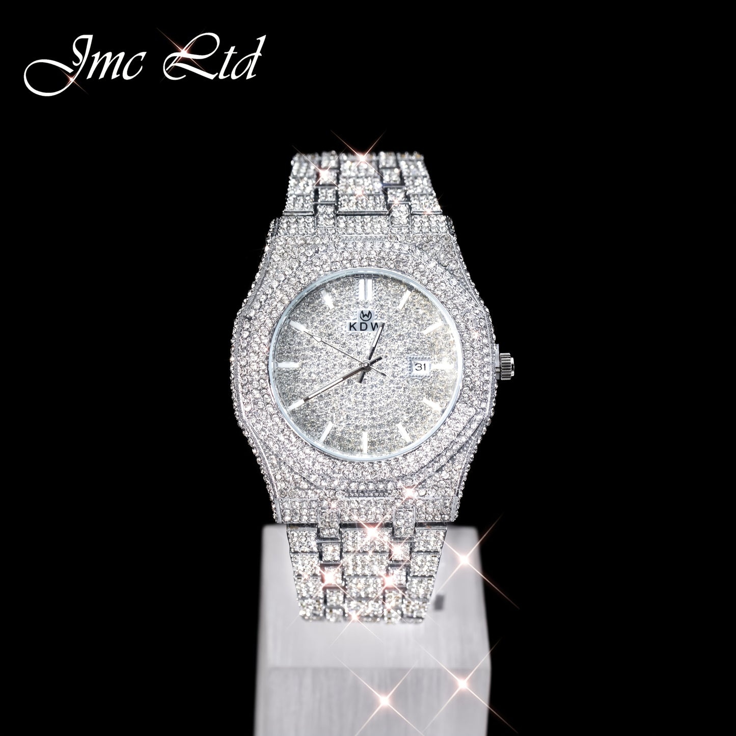 Luxury Hip Hop Bling Watch West Coast Style Rhinestone Wristwatch, High-End Glow-in-the-Dark Timepiece for Rappers, Christmas Valentine's Thanksgiving Gifts
