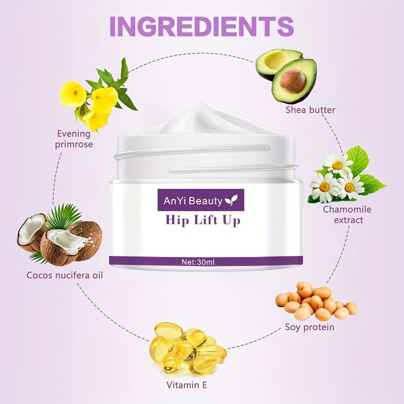 2pcs Hip Lift & Firming Cream - Vitamin E, Avocado Oil, Soy Protein & Coconut Oil Infused, Tightens, Lifts & Moisturizes for Smooth, Curvy Peach Lift Buttocks - Hypoallergenic, Fragrance-Free, 1.01oz Each, Suitable for All Li