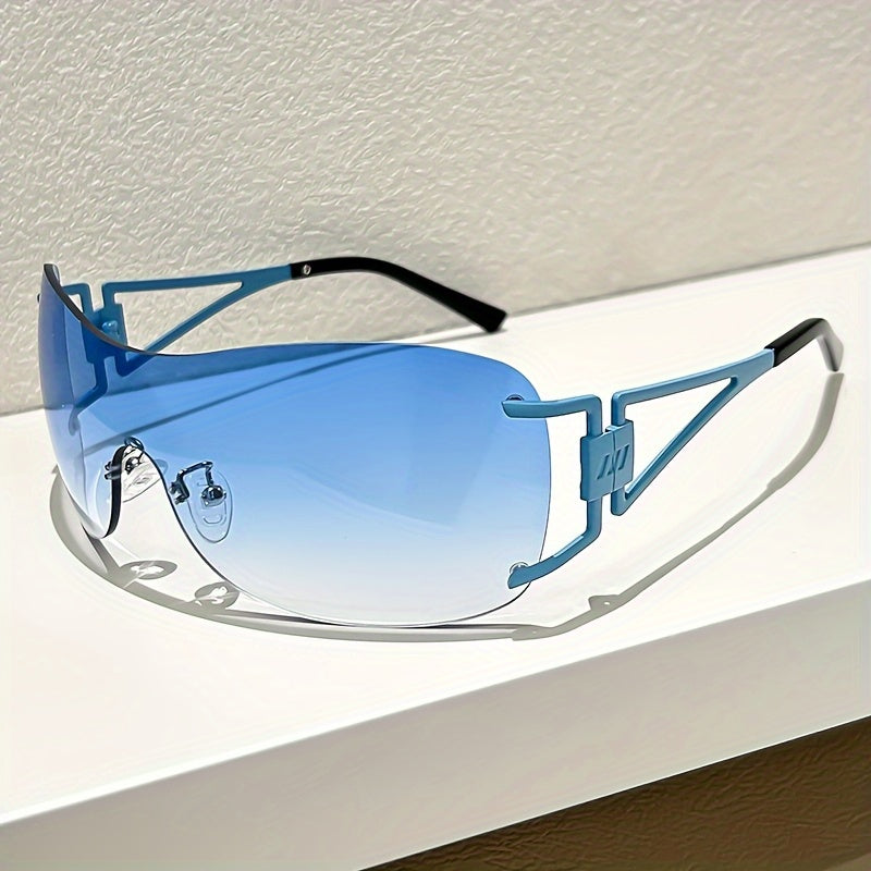 Women'S Rimless Wraparound Glasses - Non-Prescription Everyday & Formal Eyewear, Lightweight Zinc Alloy Frame, Modern Minimalist Look for Parties, Photoshoots - Compatible with Prescription Lenses, Party Accessories, Stylish