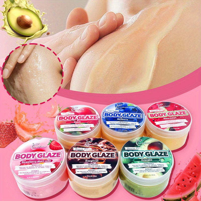 Beautyfress Strawberry Glaze Body Glaze 200g- Moisturizing Body Butter with Shea Butter, Glycerin, Vitamin C- Hypoallergenic, All Skin Types- Long-Lasting Hydration, Soothing Aromatherapy for Dry Skin Care