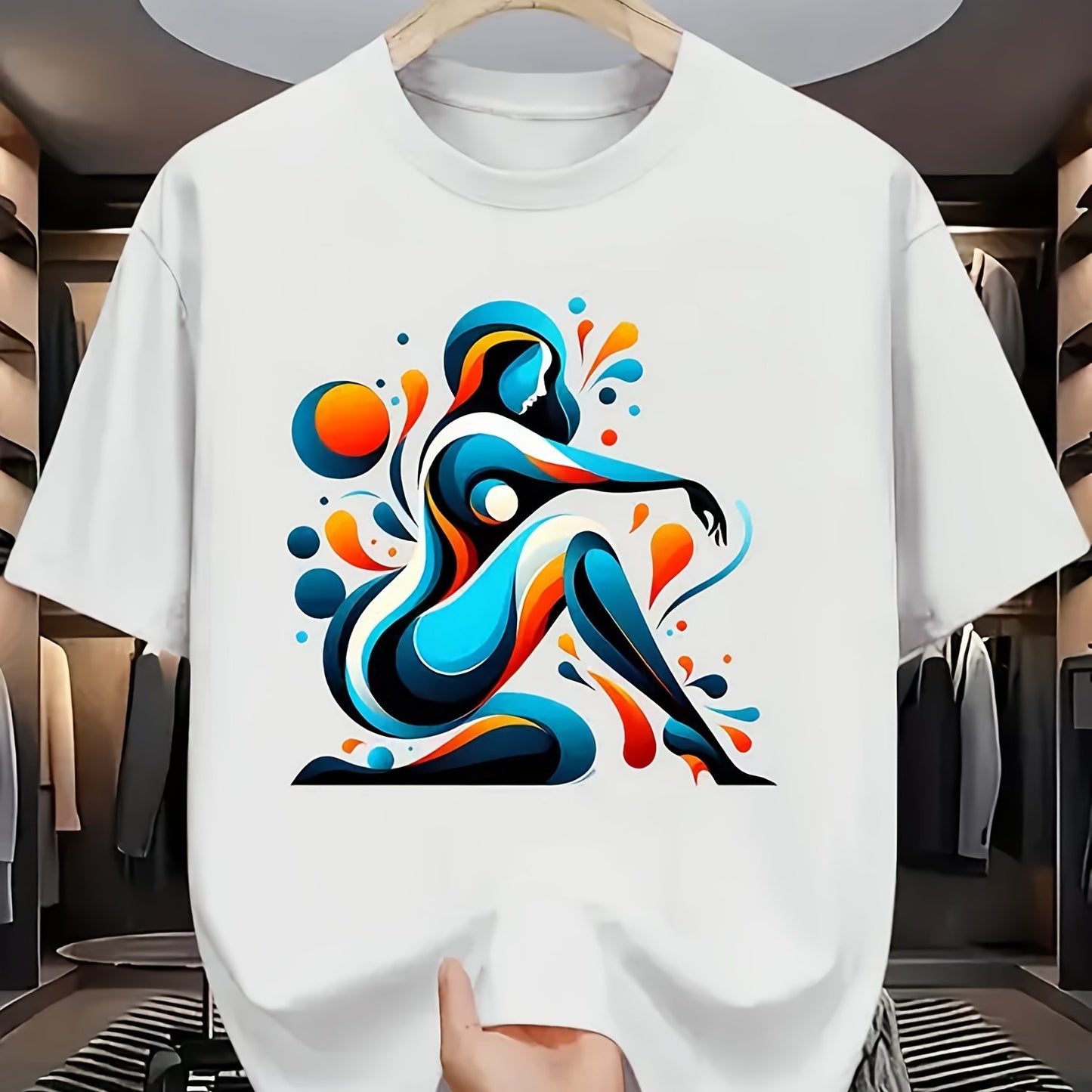 Plus Size T-shirt, This White Regular Fit 100% Cotton Short Sleeve Round Neck T-Shirt for Men Features Simple Design, Durable Fabric, and Striking Prints, Ideal for Everyday Use and Everyday Style
