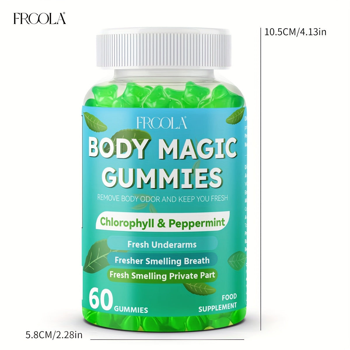 Natural Chlorophyll Gummies - Chlorophyll Daily 60 Gummies, Freshens Breath, Natural Body Deodorizing Supplement, Chlorophyll Herbal Gummies For Women And Men