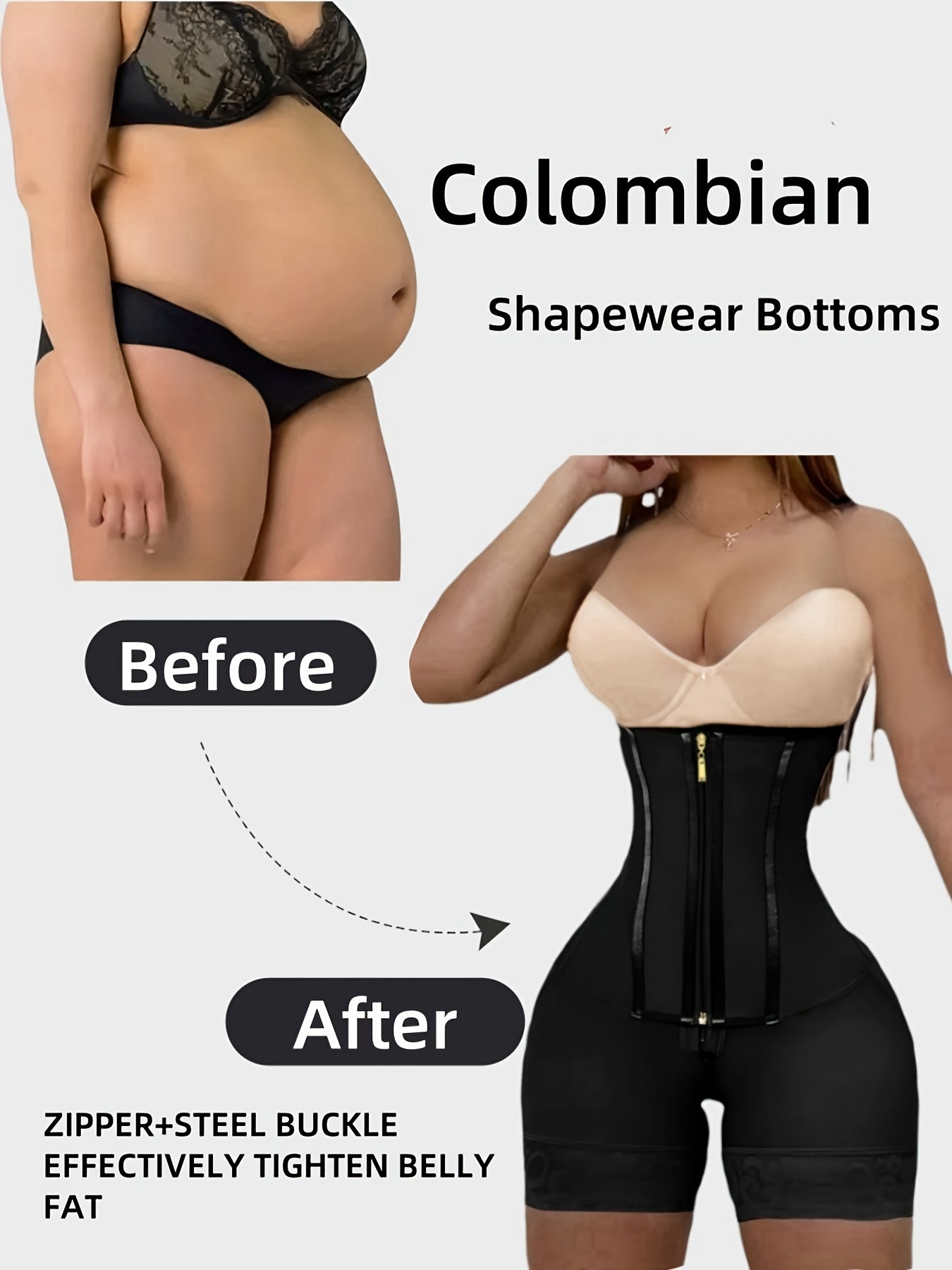 1pc Women'S High Waisted Shapewear Shorts, Fajas, Tummy Control And Butt Lift Pants, Adjustable Zipper Body Shaper Slim Shapewear Bottoms For Women, Waist Trainer, Enhance Self-Confidence, Suitable For Various Occasions, Spor