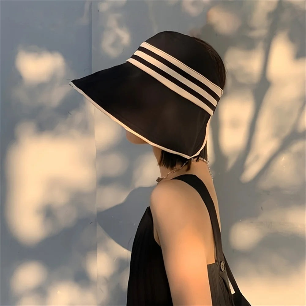 1pc Women's Summer Hat Female Outdoor Beach UV Protection Breathable Empty Top Hats Lady Foldable Hollow Scallop Cap