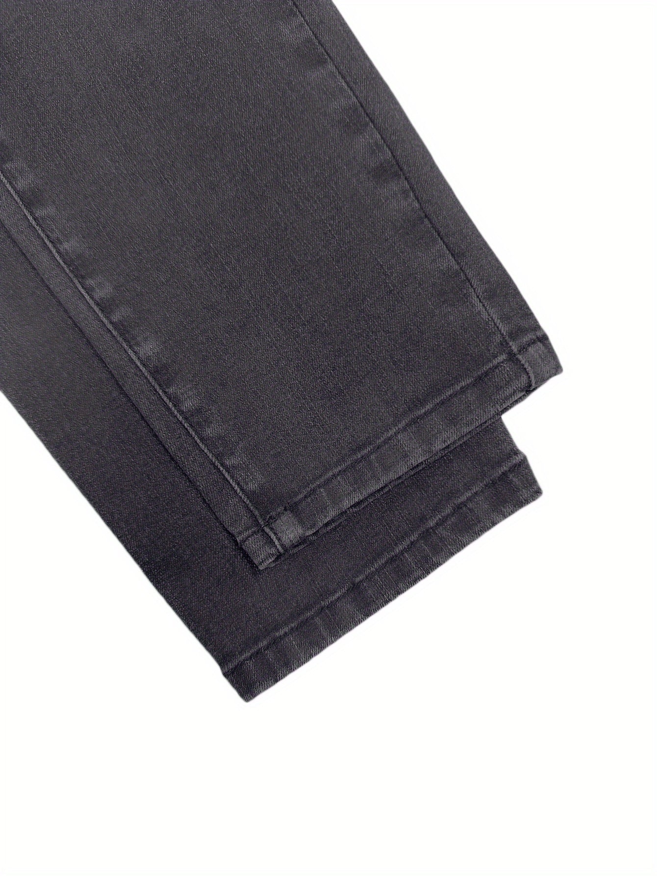 L035 Trendy And Versatile Street Fashion, Pure Black Skinny Stretch Ankle Pants, Women's Jeans.