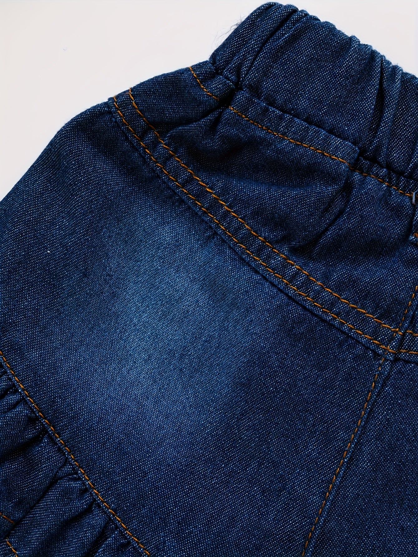 Girls' Denim Shorts - Lotus Leaf Hem, Stylish and Comfortable for Casual Wear