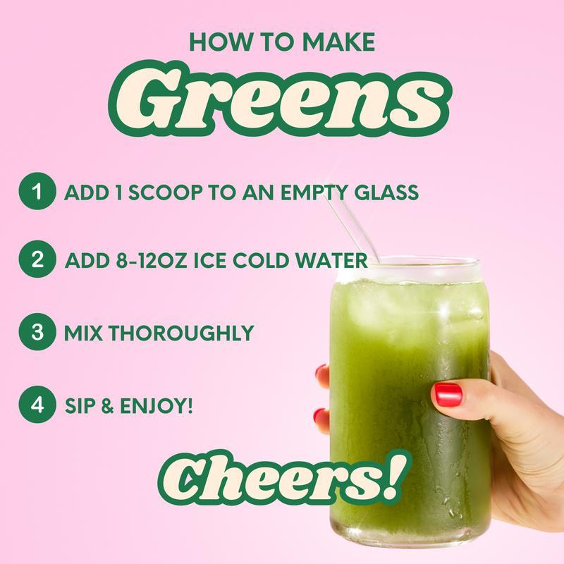 Kiala Nutrition Super Greens, Greens Powder with Spirulina & Chlorella, Watermelon Slush, 30 Servings