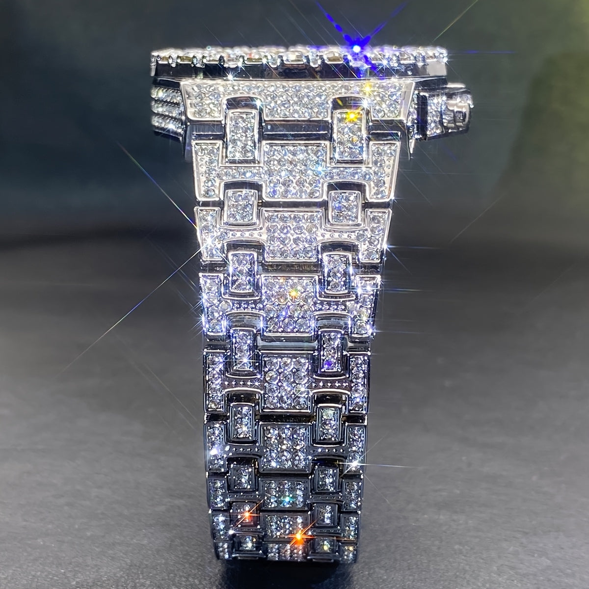 MISS FOX Luxury Rhinestone Quartz Watch for Men & Women - Hollow Double Layer Dial, Glow-in-the-Dark Hands, Alloy Case