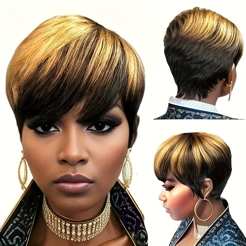 Pixie Cut Wig Short Wigs For Black Women Short Black Curly Pixie Cut Wigs Natural Black Wavy Synthetic Hair Short Wig With Bangs Pixie Wig For Women