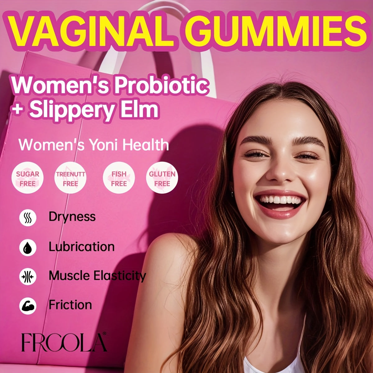 Feminine Private Care Gummies - Natural Hydration, Comfort, Elasticity, And Balance - 30 Servings with Kacip Fatimah, Fenugreek, Slippery Elm Bark, Manjakani, And Maca Root, V-Positiv Probiotic Blend