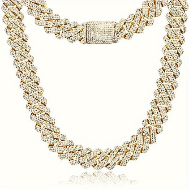 Elegant 925 Sterling Silvery Cuban Chain Necklace with Moissanite, Perfect for Weddings, Anniversaries & Everyday Fashion