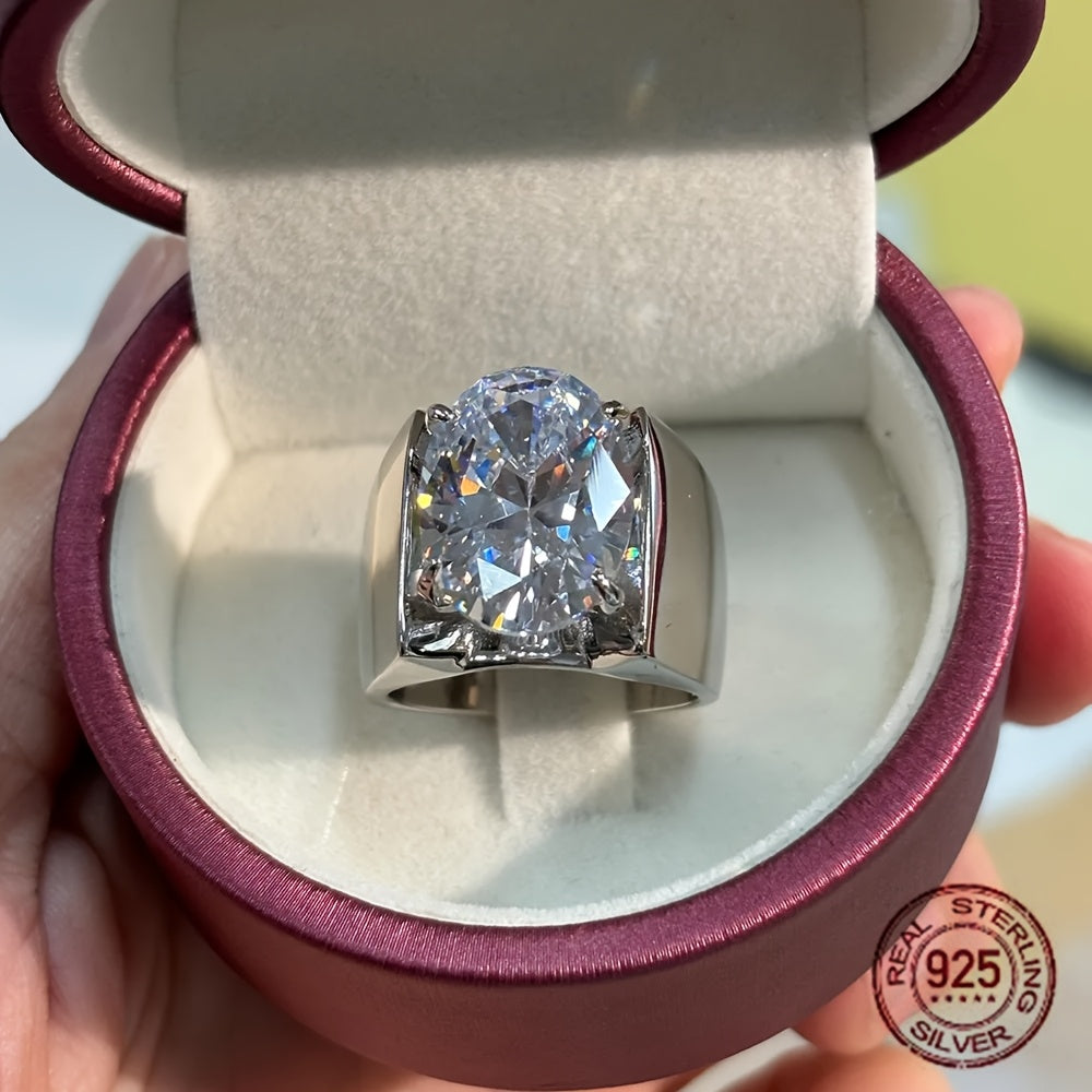 Chunky Vintage Bezel Set Oval 925 Sterling Silvery Rings for Women Simple Classic Engagement Ring Banquet Jewelry