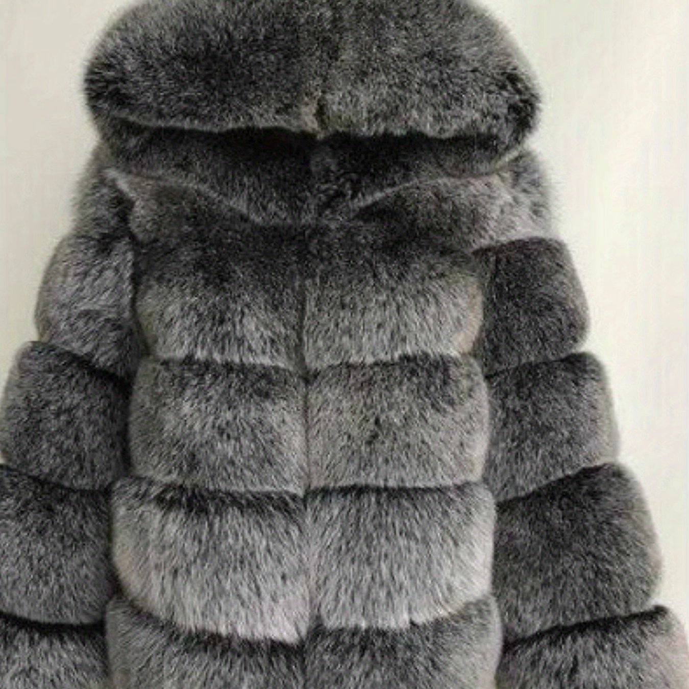 Plus Size, Women's Plus Size Oversized Hooded Faux Fox Fur Coat - Winter Warm Coat with Hood & Plush Fur Trim, Machine Washable Grey Jacket for Cold Weather, Casual Outerwear (No- Design) - Coat for Blonde Lady Picture