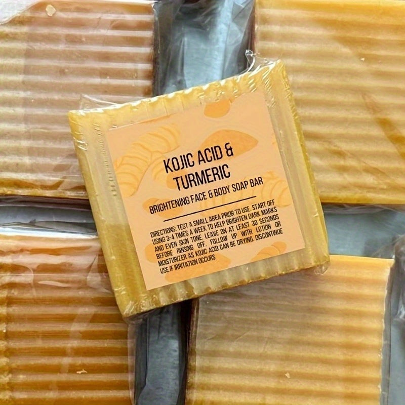 Turmeric Soap Bar for Face Body Smooth Light Beige, Deep Cleansing, Natural Vegan Handmade Soap Sensitive Light Beige Formula Turmeric & Kojic Acid Brightening Soap, Kojic Acid Soap, Soap Body Care Body Wash Lemon Flawless