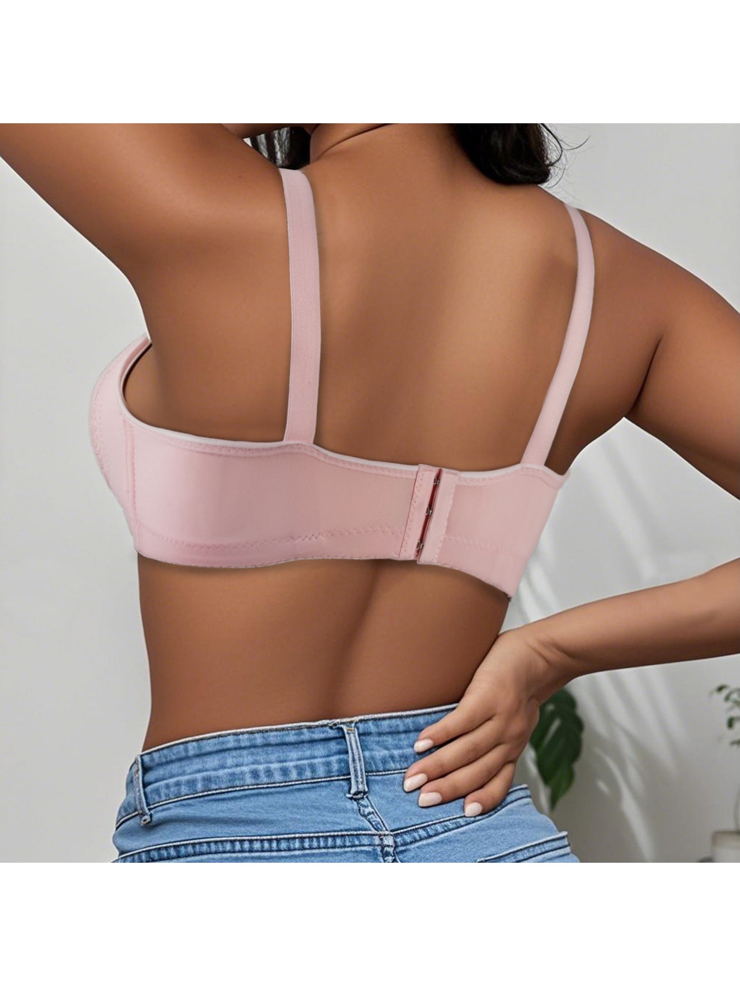 5-Pack Elegant Printed Wireless Bra with Adjustable Straps plaid Wire Free Support in Various Colors