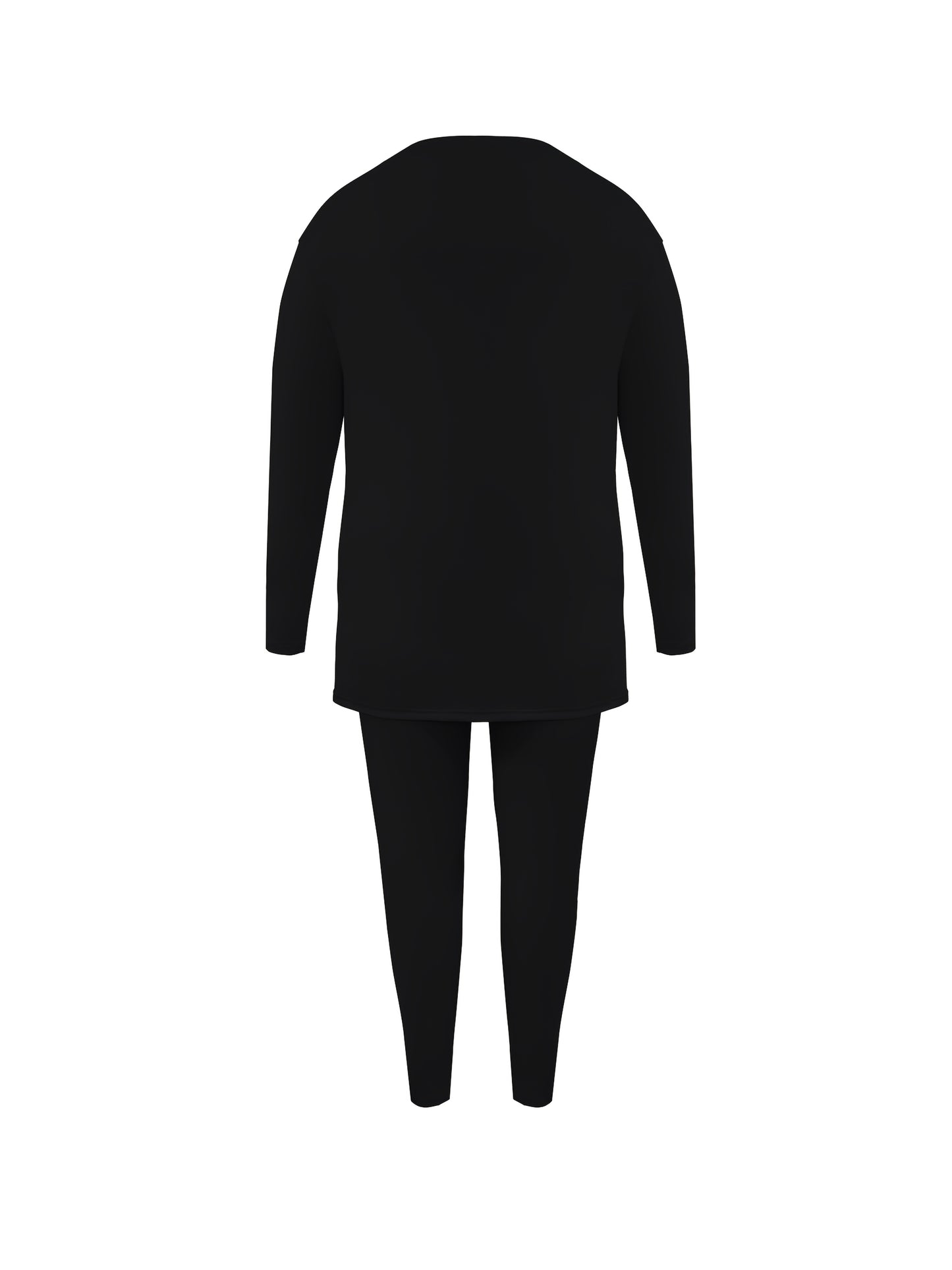 Plus Size - Plus Size - Women'S Plus Size Casual Crew Neck Long Sleeve Top & Pants Set - "Faith, Hope, Love" Letter Print with Pockets, Stretchy Polyester Blend, Black, Everyday Comfort Wear, Everyday Comfort Wear | Relaxed F