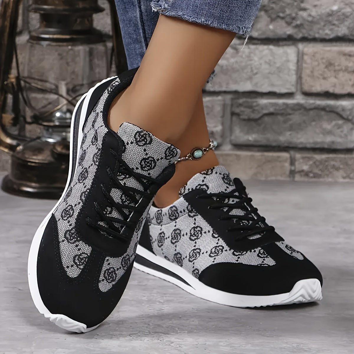 Women'S Fashion Sneakers Low Top Lace-Up Sports Shoes, Breathable Fabric Upper, Non-Slip Rubber Sole, with Height Increase, for All-Season Casual Athletic Footwear