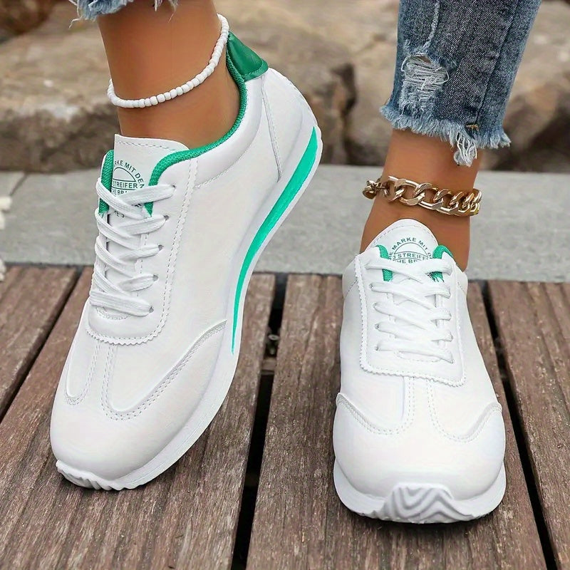 Women's Shockproof Sneakers - Chic Lace-Up Sneakers with Neutral Arch, Upper & Cushioned Insole - Minimalist /Korean Style Sole Suitable for Fashion-Forward Ladies