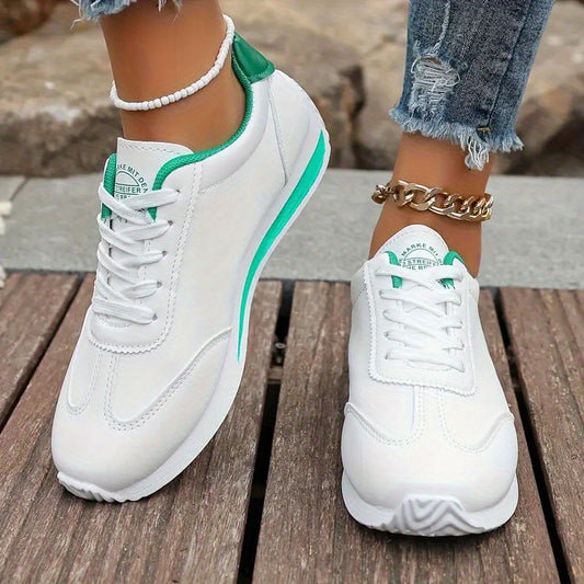 Women's Shockproof Sneakers - Chic Lace-Up Sneakers with Neutral Arch, Upper & Cushioned Insole - Minimalist /Korean Style Sole Suitable for Fashion-Forward Ladies