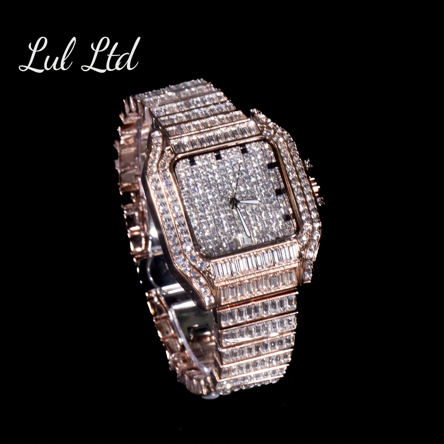 Luxury Hip Hop Square Watch Full Rhinestone Stage Performance Wristwatch, Geometric Glow-in-the-Dark Dress Watch for Christmas Thanksgiving Valentine's Gifts