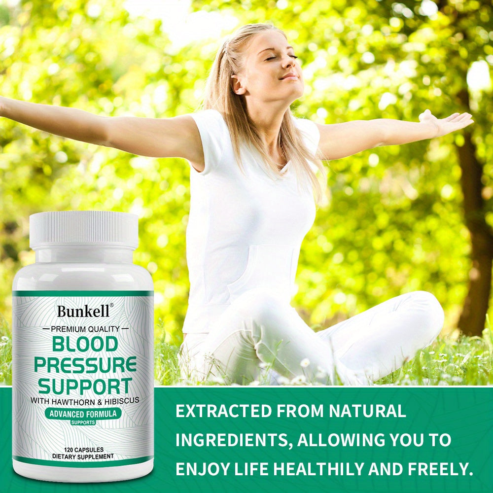 [Blood Pressure Support] 120 Capsules Blood Pressure Support | Dietary Supplement - Garlic, Hawthorn, Hibiscus