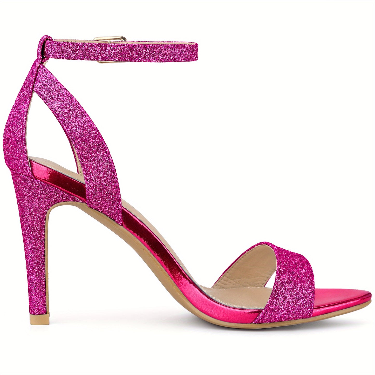 Women'S Glitter Ankle Strap Stiletto High Heel Sandals