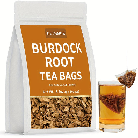 [60 Premium Burdock Root Tea] 60 Tea Bags Premium Burdock Root Tea | No Additives, No Caffeine, Great For Afternoon Tea, Gift, 6.4 Oz