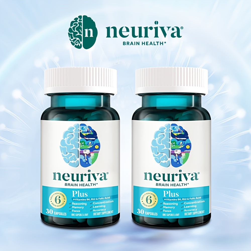 NEURIVA Brain Power Plus 30 /Bottle Phosphatidylserine, B6, B12, - Supports Attention, Memory, Learning, Accuracy, Concentration and Reasoning 2 Bottles