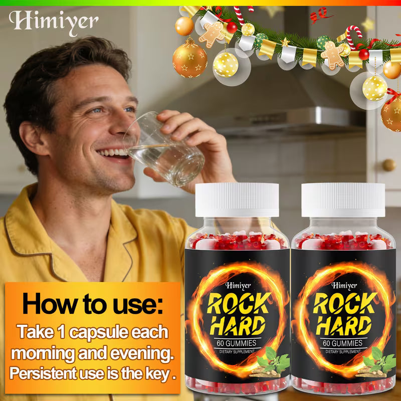 [Natural (ROCK HARD] 60 ROCK HARD Gummies | Rich In Natural Ingredients, Maca Root, Ashwagandha, Monkey Tail Grass, Saw Palmetto And Multiple Minerals