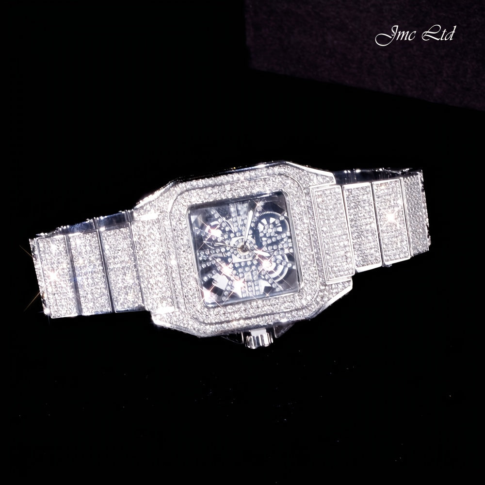 Men'S & Women'S Hip-Hop Luxury Watch with Luminous Hands & -Accented Bezel - 1181.1inch Waterproof Mechanical Movement, Golden-Tone Case, Black Dial - Christmas/Valentine's/Thanksgiving Gift, Stage & Everyday Watch for Men &