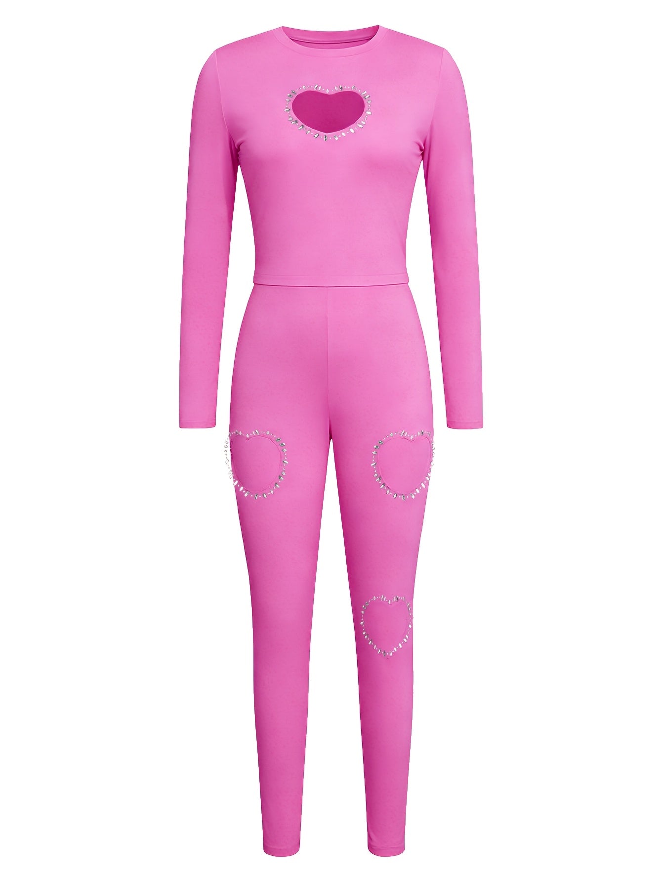 LovelyWholesale Local Valentine's Day Heart Diamond Sweatpants Set, Women's Valentine Gift Outfit