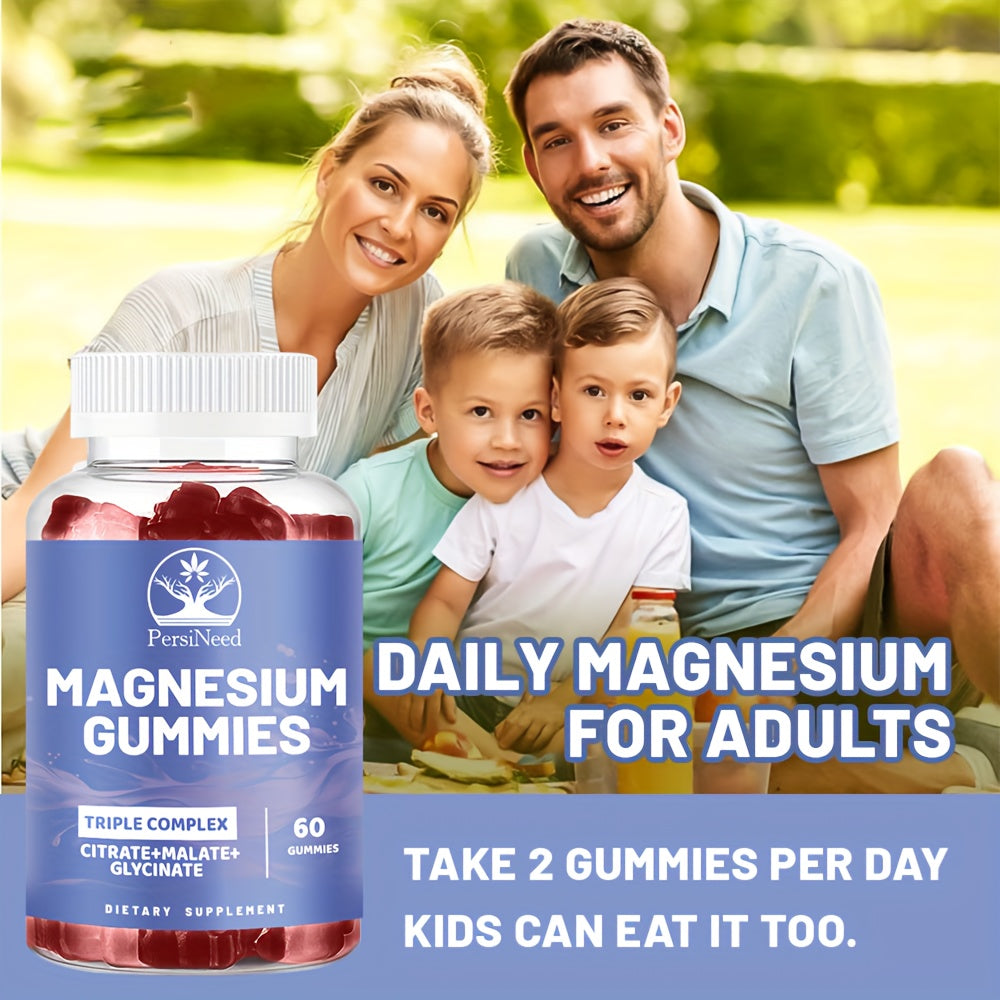 1 Bottle Black Seed Oil & Magnesium Gummies, 1000mg Each, Honey Extract, Sodium, Turkey Tail Mushroom, Triple Complex (Citrate, Malate, Glycinate), Salmon-Free, for Men & Women