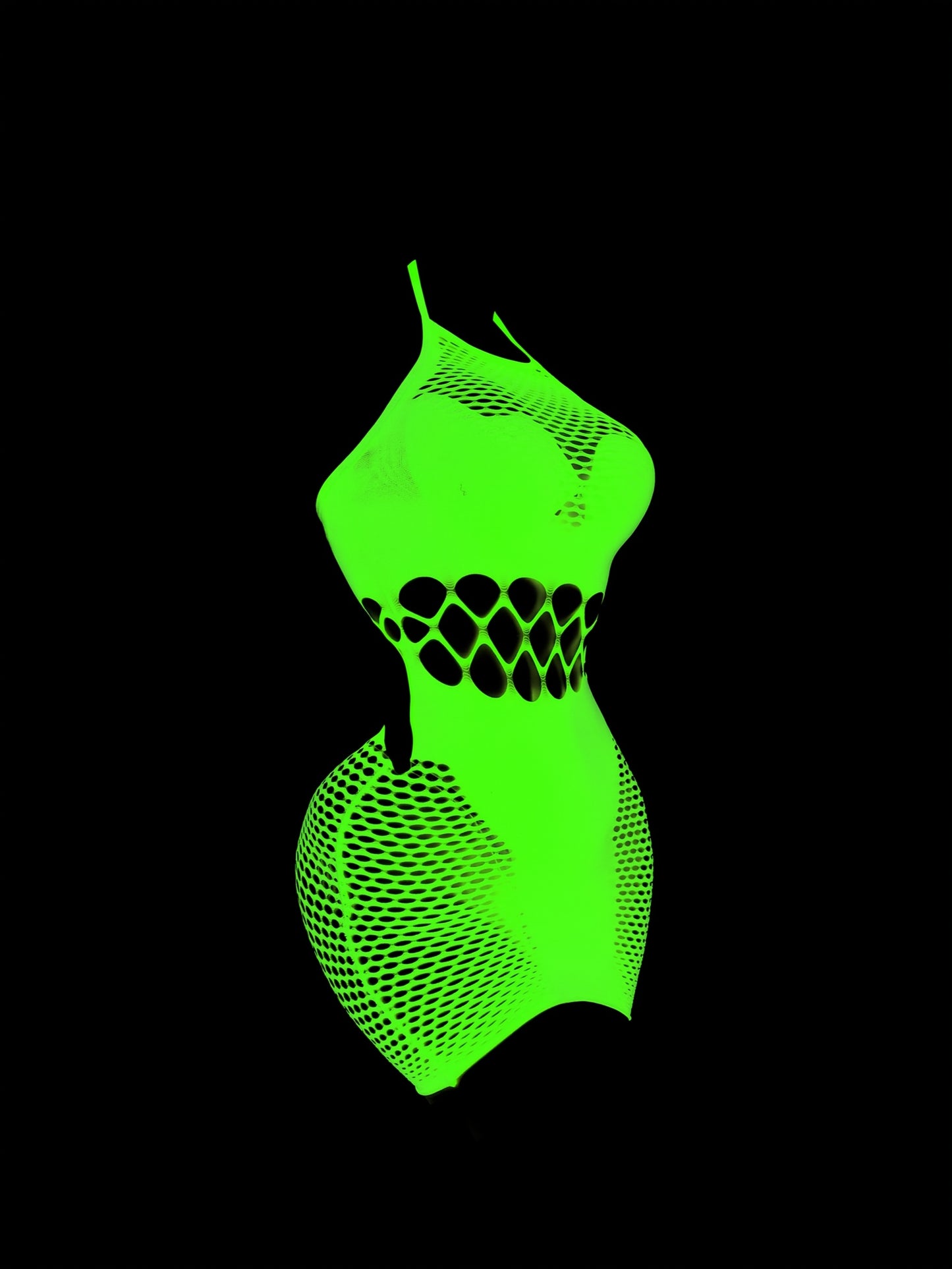 Women'S Plus Size Sexy Lace Fishnet Dress - Neon Green Cut-Out Halter Neck Bodycon Mini Dress with Sheer Mesh Panels, High Elasticity & Form-Fitting Design for Night Out, Parties, Special Occasions, Sexy Party Dress, Nightlif