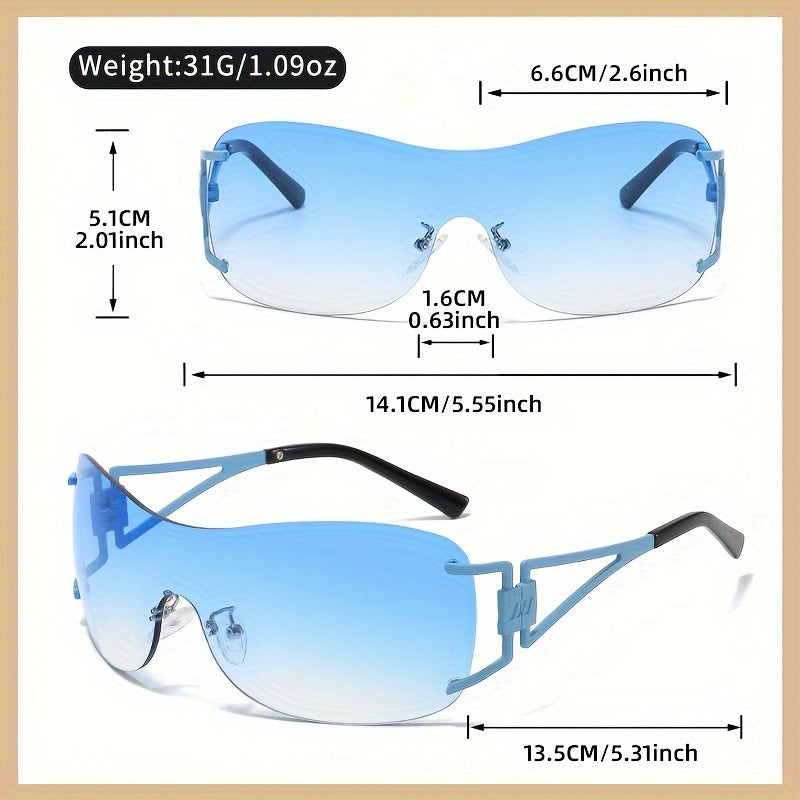 Women'S Rimless Wraparound Glasses - Non-Prescription Everyday & Formal Eyewear, Lightweight Zinc Alloy Frame, Modern Minimalist Look for Parties, Photoshoots - Compatible with Prescription Lenses, Party Accessories, Stylish