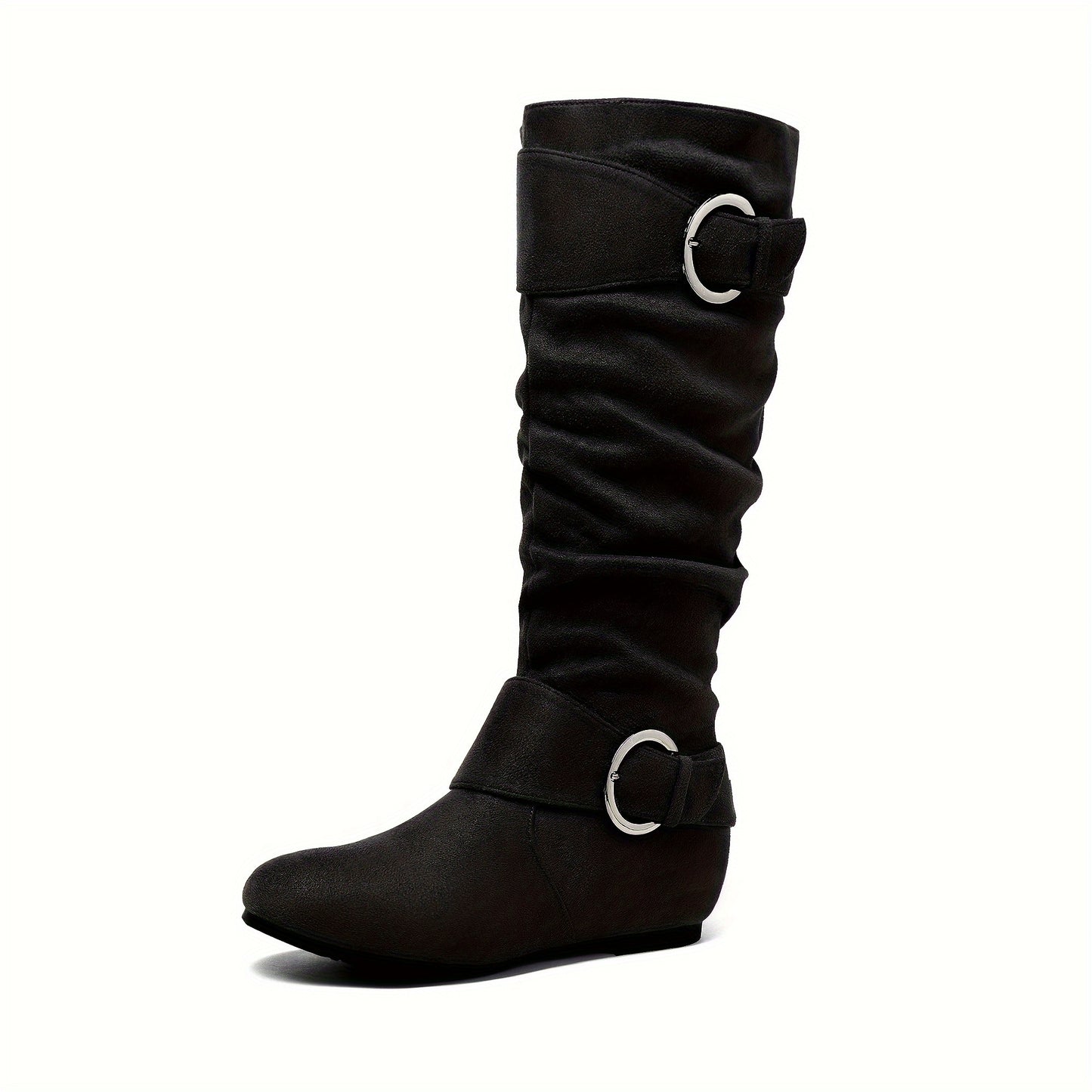 Womens Knee High Low Hidden Wedge Boots Winter Boots Suede Faux Fur Lining Side Zipper Knee High Boots Fashion Autumn Boots Knee Length Boots Comfortable, Perfect With Jeans Dresses Skirts Shorts Women's Versatile Style