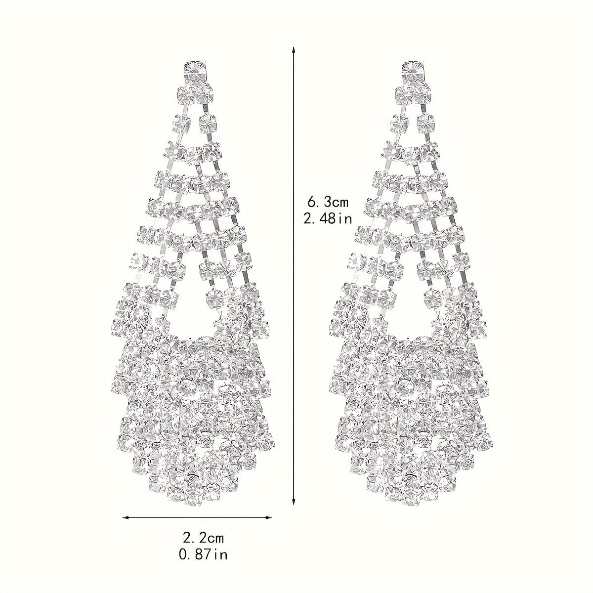 1pair Elegant And Sexy Style Sparkling Rhinestone Tassel Dangle Earrings, Copper Exquisite Wedding Ear Jewelry Accessories
