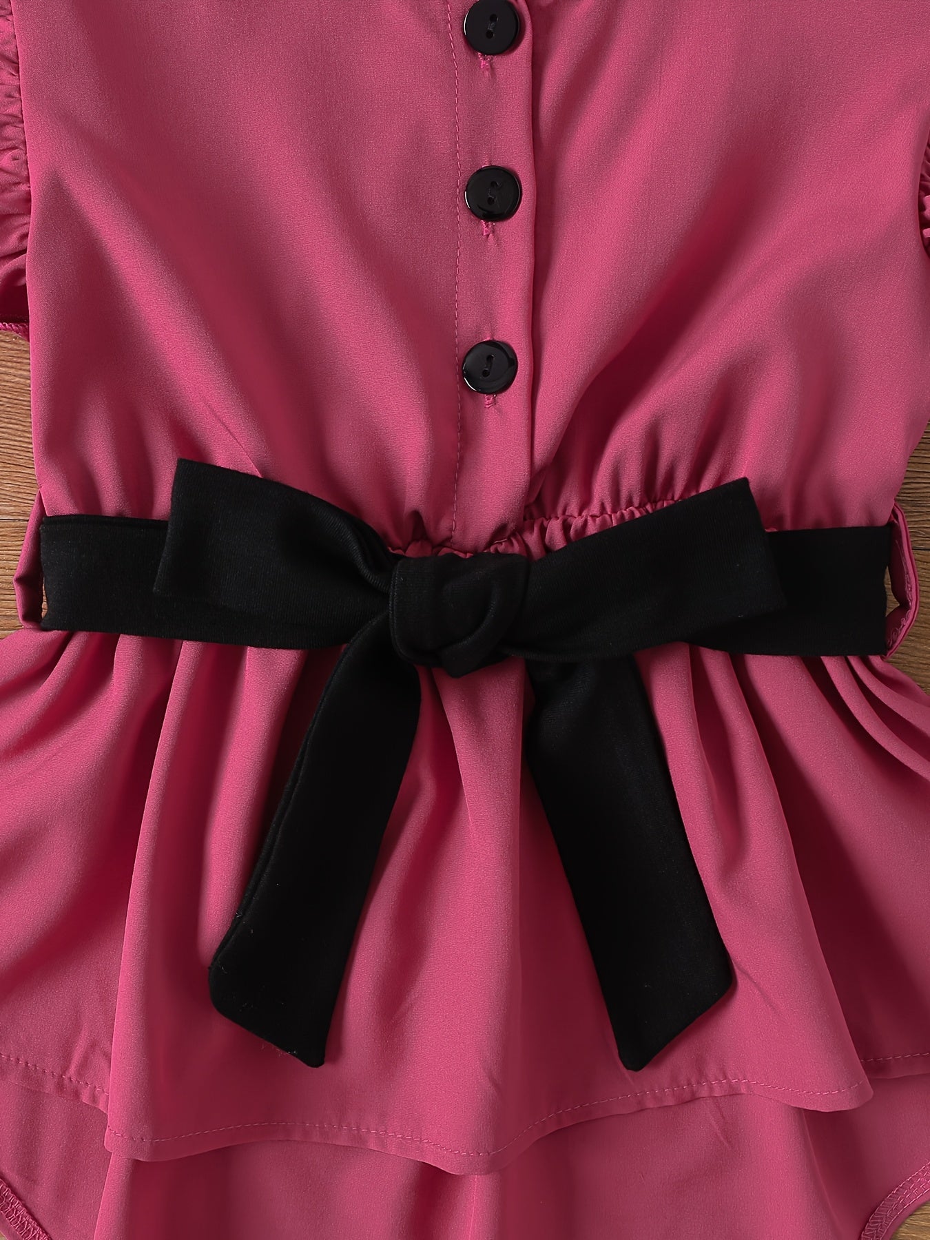 Outdoor Two-Piece Set for Girls, Fashionable Spring/Summer Contrast Belt Flutter Sleeve Half Cardigan with Tie-Waist and Peplum Backless Top + Long Pants, Perfect for Outdoor