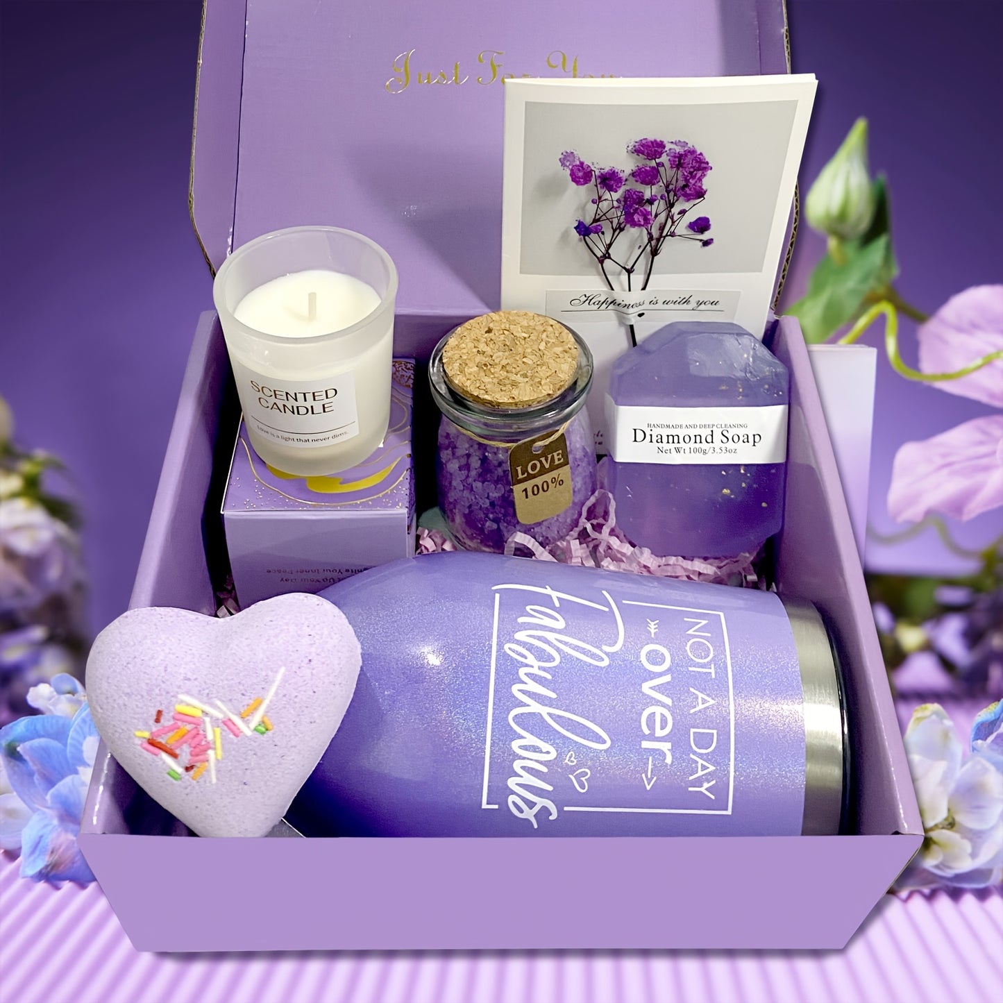 Mother'S Day Gift, Gifts For Women, Valentines Day Gift, Women Gifts For Christmas, Anniversary, Birthday Gifts For Women, Ideal Gifts For Her, Bath Care Gift Box Set - Including Cup, Bath Bombs, Bath Salts, Candles, Self Car