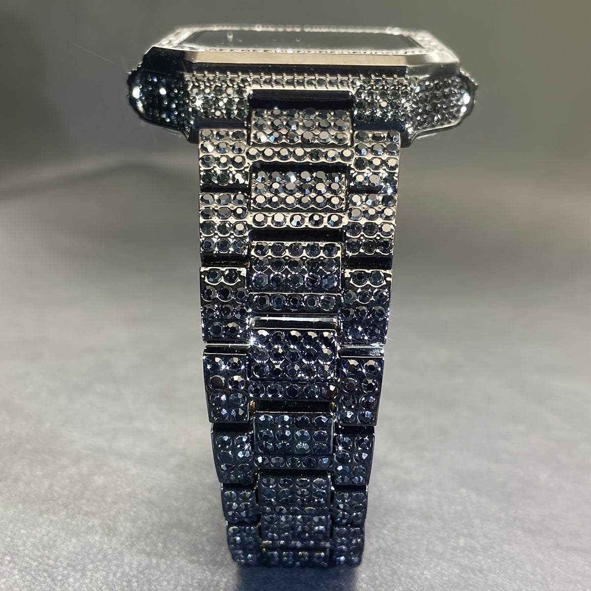 MISSFOX Men'S Luxury Hip-Hop Watch - Golden-Tone Quartz Movement with Date/Calendar, Square Dial & Roman Numeral Display, Sparkling Rhinestone Bezel, Battery-powered Formal/casual Wristwatch For Everyday & Special Events - Id