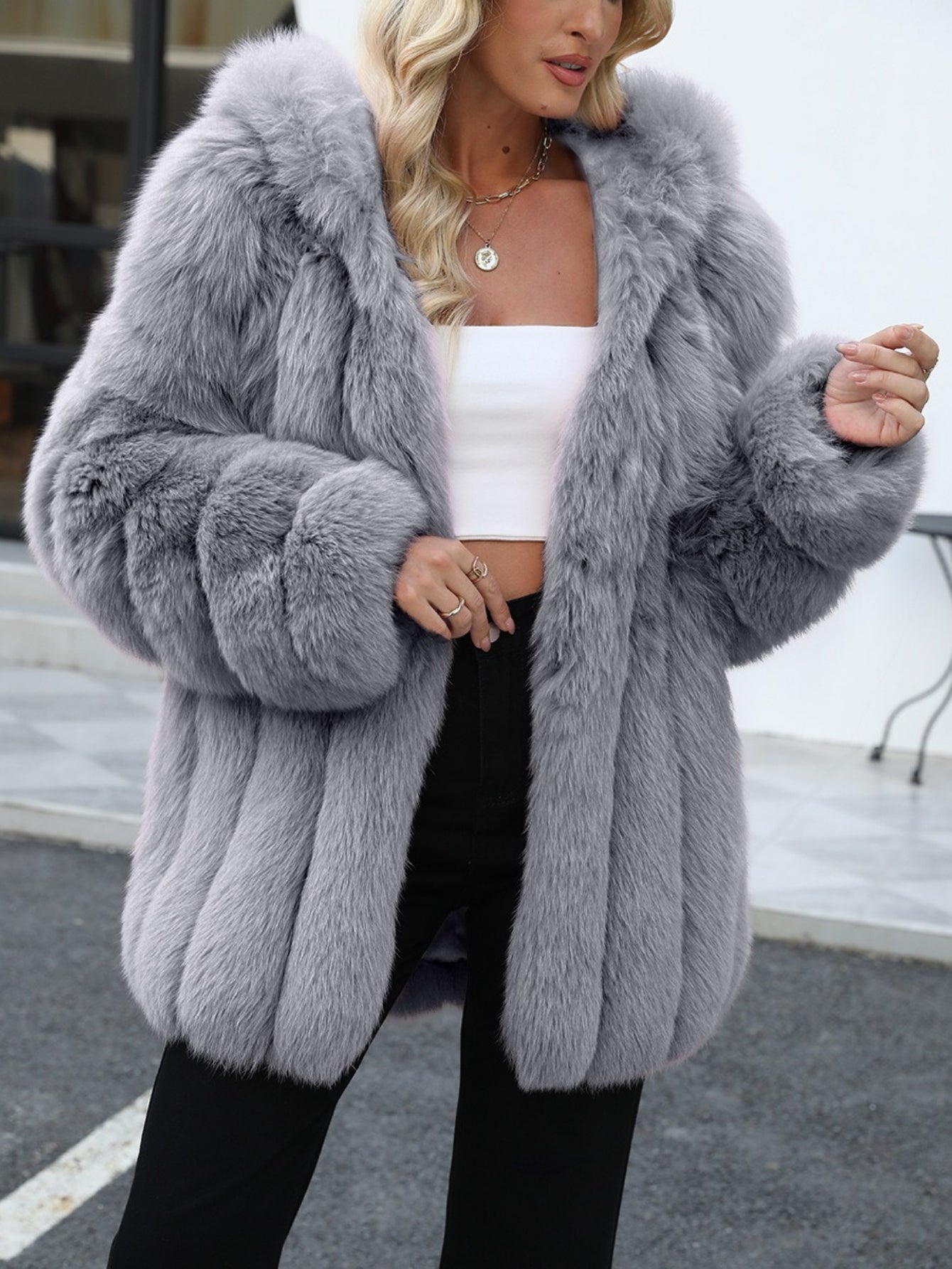 Plus Size, Plus-size Women's coat new European and American autumn winter faux fur warm fluffy plus-size Women's coat faux fox fur jacket fur winter wear plus-size fashion outwear
