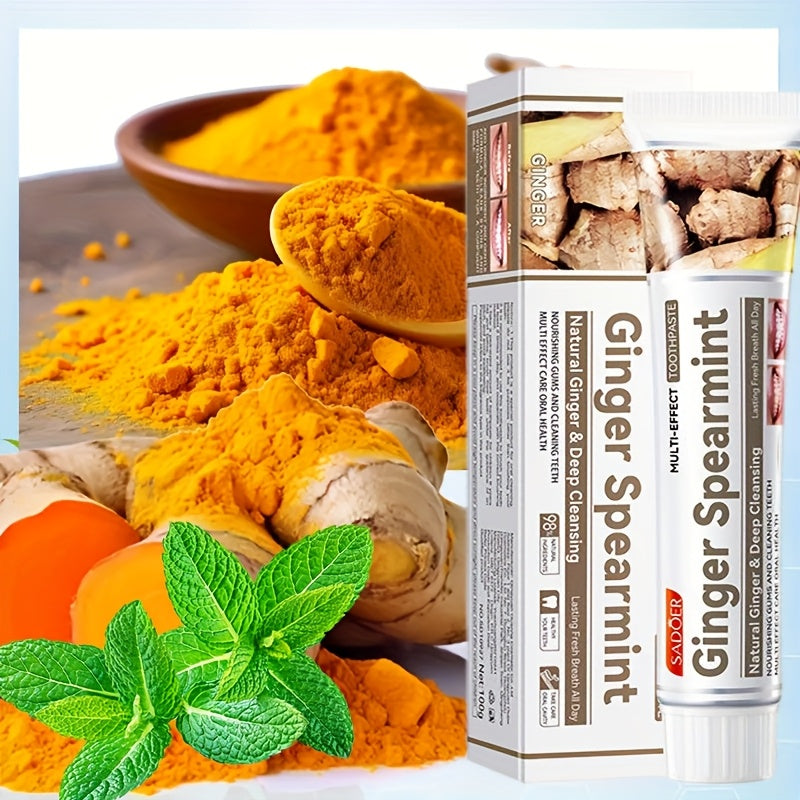 Ginger Spearmint Toothpaste for Deep Cleaning – Multi-Effect Formula with Natural Ginger Extract, Fresh Breath & Whitening Boost, 1pc, Fresh Breath Solution | Natural Ingredient Image | Natural Toothpaste
