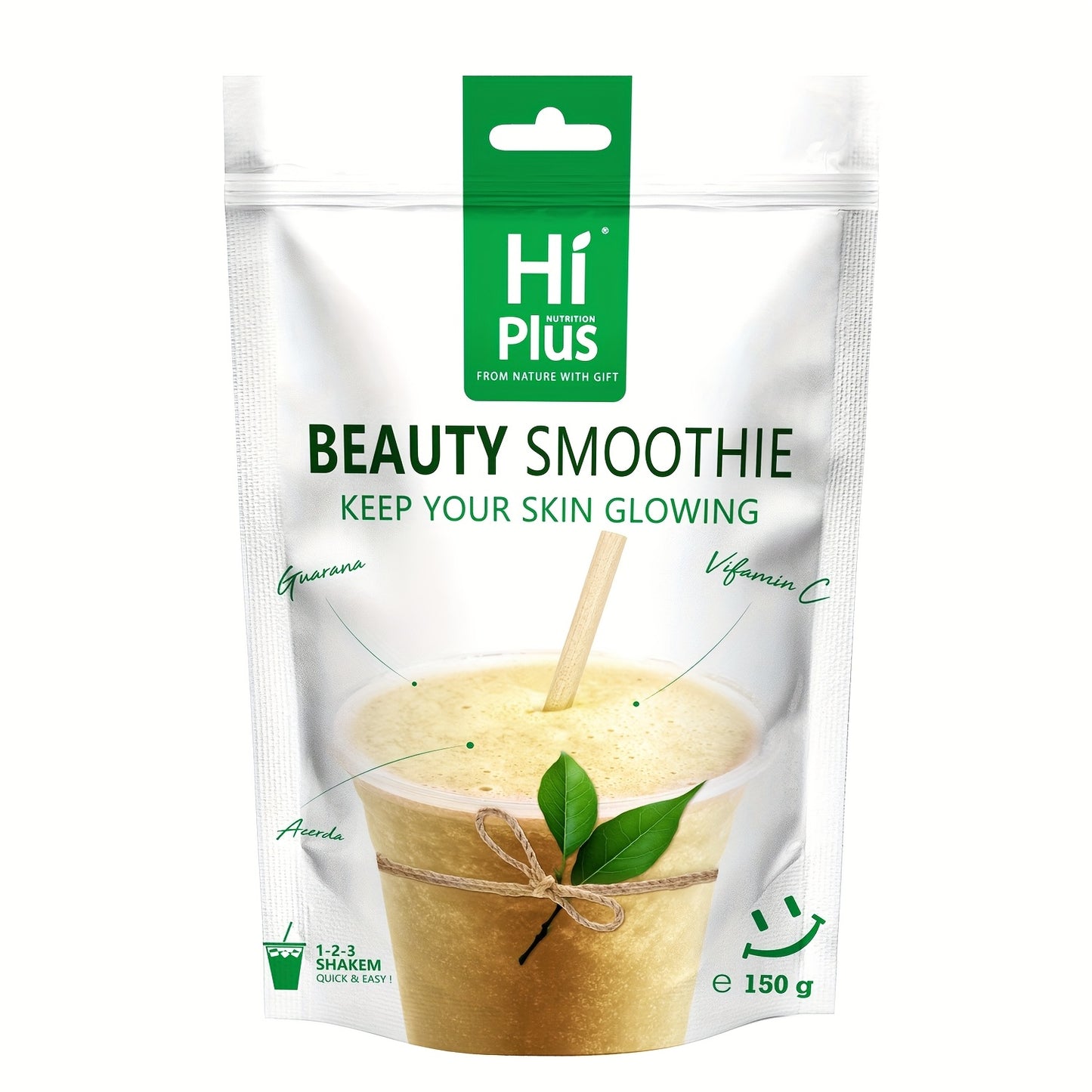 [HiPlus Energy Smoothie] HiPlus Energy Energy Smoothie Powder 5.29 Oz | Multivitamin Mineral With Vitamins A, C, D, E, B12, Zinc, And More | Fresh West Indian Cherries For Baking, Inca Fruit Peas, Collagen For Radiance And Su