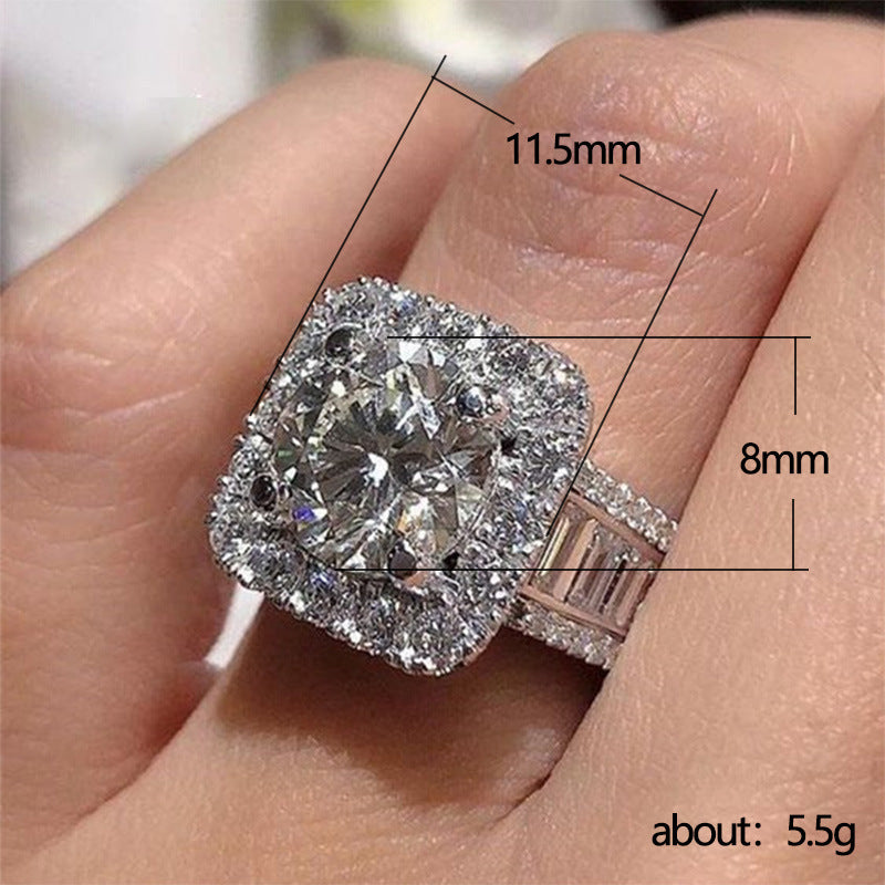 [925 Silver Ring] Elegant 925 Sterling Silver Square Wedding Ring | Ladies' Ring, Gift Jewelry Box, Suitable for Birthday, Festival, Valentine's Day Gifts, Daily Wear