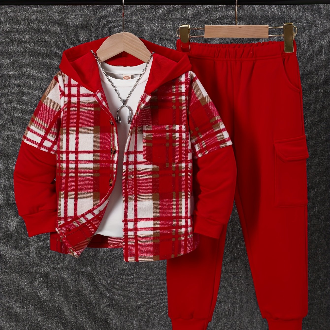 2pcs, Fall And Winter New 'ong-sleeved Plaid Cardigan Suit 'low-Up Hooded Jacket 'ashion Work Pants, Outfits, Cold Weather Clothing, Stylish Outfit, Classic Plaid, Durable Material, Quality Stitching, Twopiece Outfit, ' Cardi