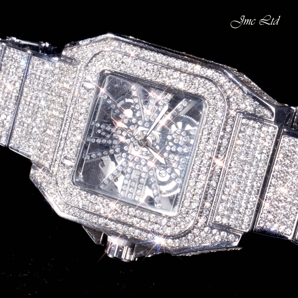 Men'S & Women'S Hip-Hop Luxury Watch with Luminous Hands & -Accented Bezel - 1181.1inch Waterproof Mechanical Movement, Golden-Tone Case, Black Dial - Christmas/Valentine's/Thanksgiving Gift, Stage & Everyday Watch for Men &