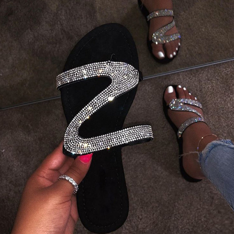 [Soft Jelly Summer Slippers] Transparent Soft Jelly Summer Flat Bling Slippers - Plus Size Women Flip Flops Sandals Outdoor Beach Ladies Slides