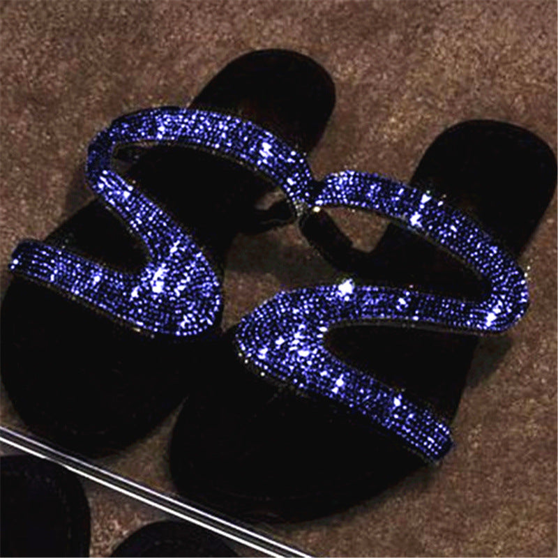 [Soft Jelly Summer Slippers] Transparent Soft Jelly Summer Flat Bling Slippers - Plus Size Women Flip Flops Sandals Outdoor Beach Ladies Slides